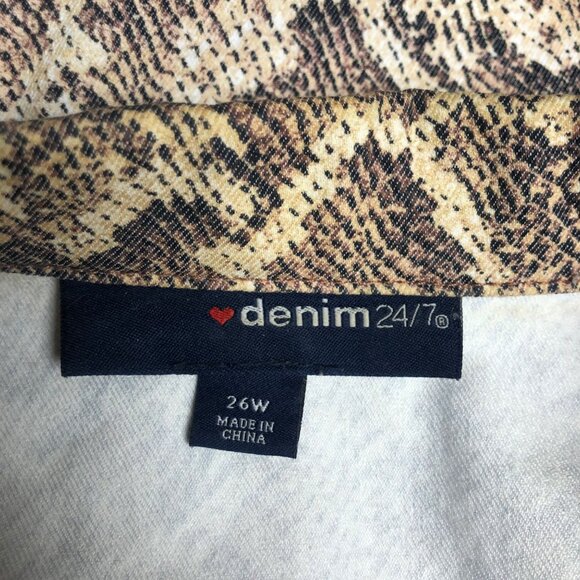 Denim 24/7 Jacket Womens Size 26W Reptile Print Trucker Style Button Up Casual - Picture 5 of 8